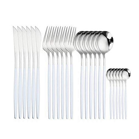 Stainless Steel Western Cutlery Set - 24 Pieces (Black)