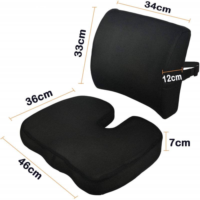 e World Premium Comfort Seat Cushion – Non-Slip Orthopedic 100% Memory Foam for Tailbone Pain – Lumber Support for Home & Office – Perfect Support Cushion for Lower Back & Sciatica Pain (Set of 2).
