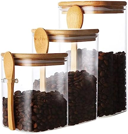 Containers for Coffee, Tea, Sugar & Salt Square (Set of 3 1000ml,1200ml,1500ml)