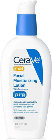 CeraVe Facial Moisturizing Lotion AM SPF 30, 3 oz, Daily Face Moisturizer with SPF