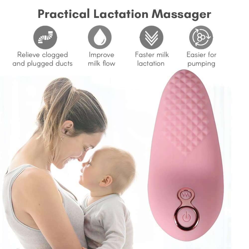 Soft Silicone Lactation Breast Massager, 9 Vibration Modes, 3 Different Strength