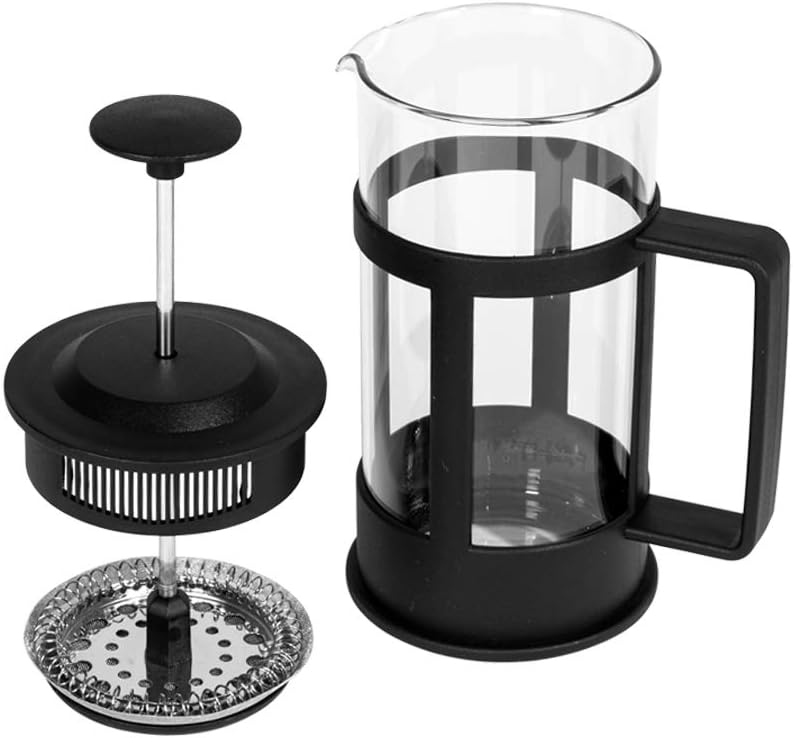 Bigg Coffee French Press Coffee and Tea Maker, Borosilicate Glass Coffee Press, Stainless Steel Filter, Durable and Heat Resistant, Black (350 ml, 11.80 oz, 2 Cup)