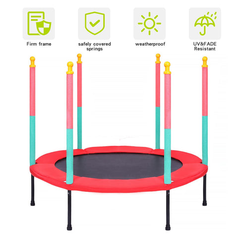 SHOWAY Laulry Kids Trampoline with Safety Enclosure Net - 5FT Trampoline for Toddlers Indoor and Outdoor - Parent-Child Interactive Game Fitness Trampoline Toys for Gift