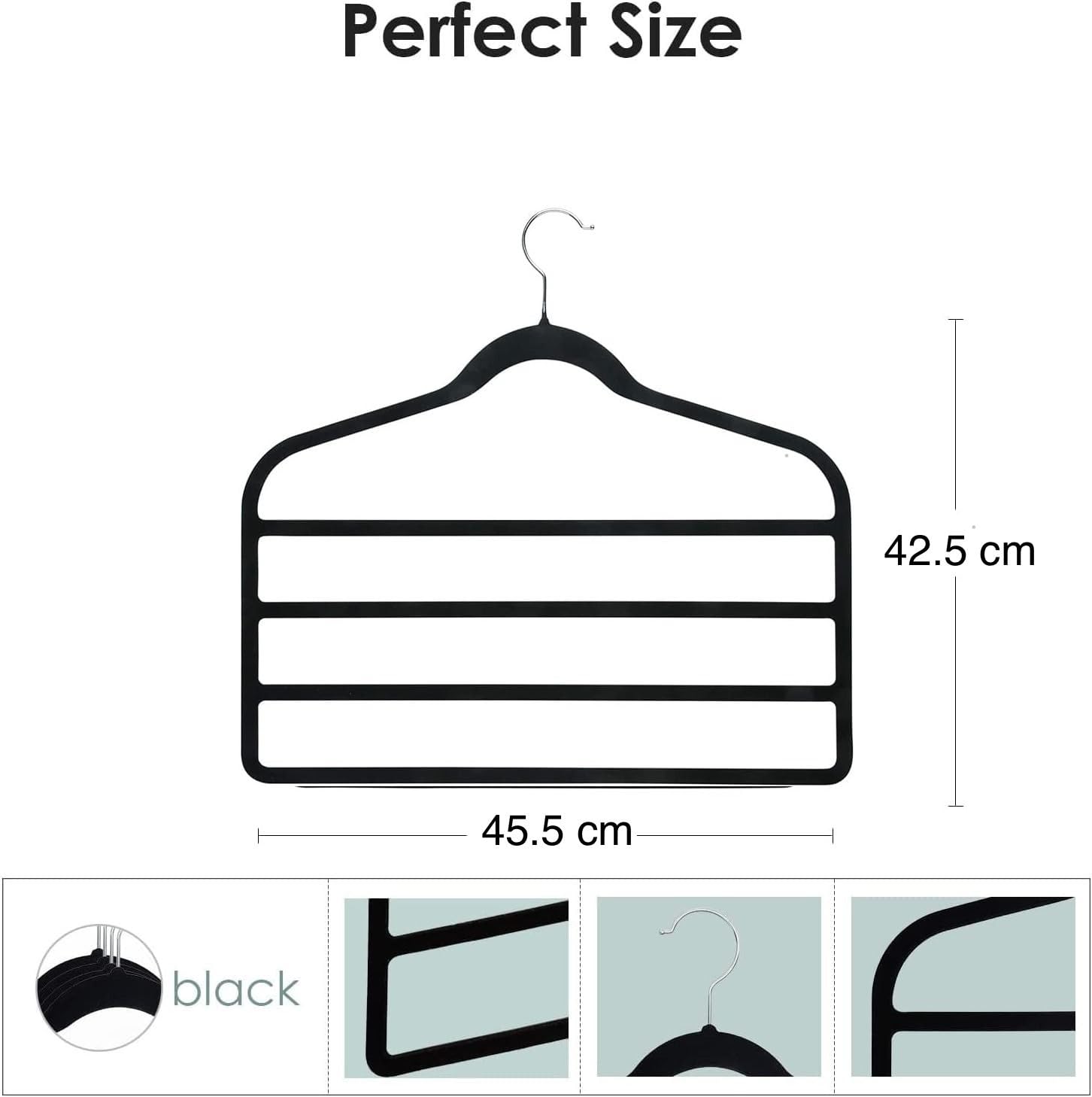 Velvet Pants Hangers - 10 PCS Premium Quality Space Saving Non-Slip Pant Hanger - Strong & Durable – Tie Towel Velvet Clothes Hangers - Closet storage Organizer for Pants Trousers and Scarfs.