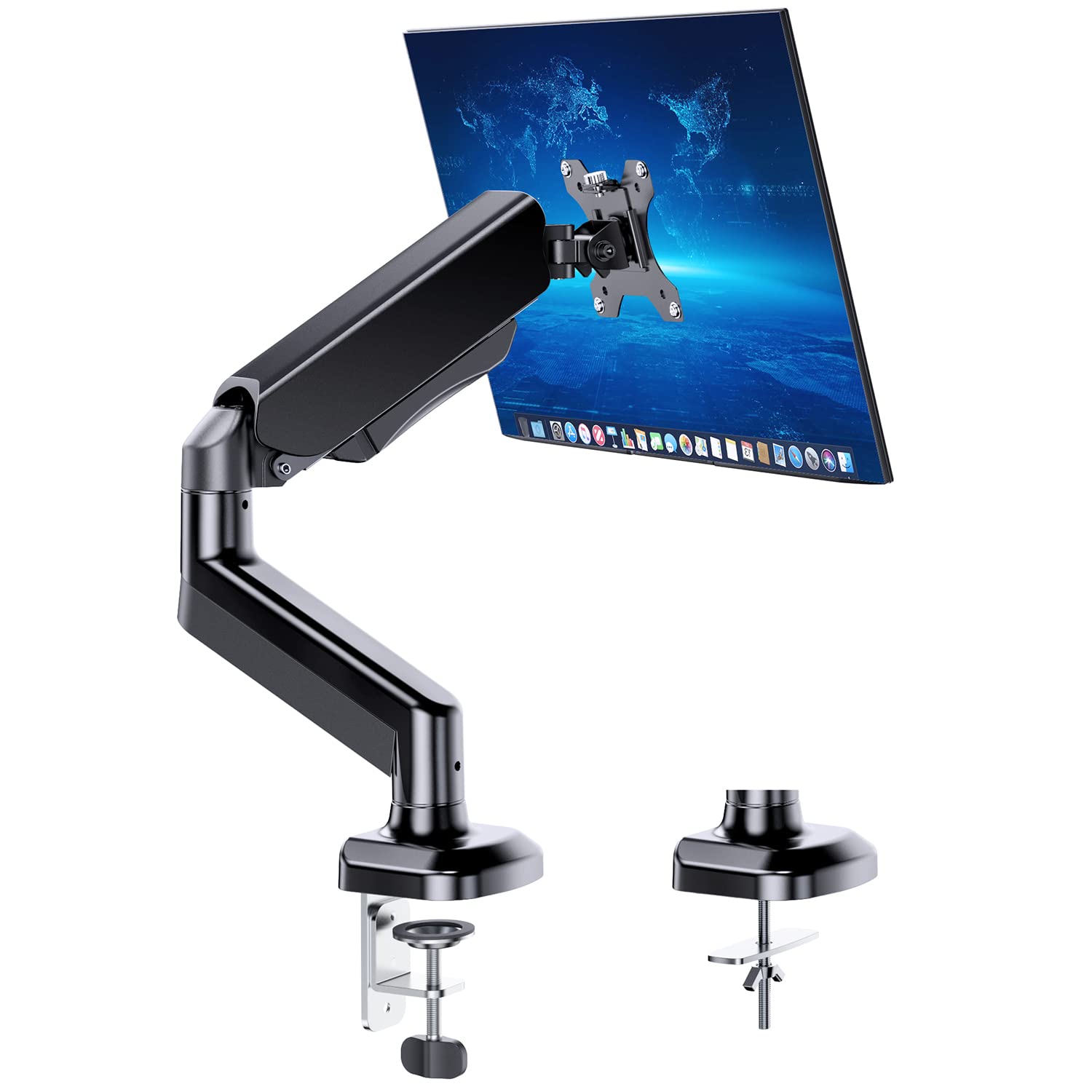 New-Star Adjustable Articulating Gas Spring Monitor Arm with Clamp and Grommet Base for 13 to 27in LCD Monitors upto 14.3lbs