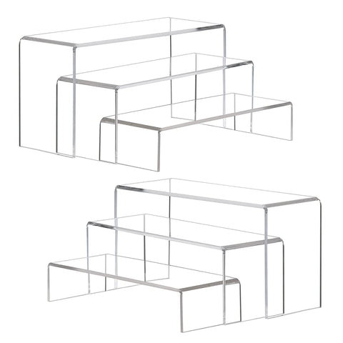 ANDGOO Large Acrylic Risers Desktop Display Stand for Organize and Decoration, Set of 2