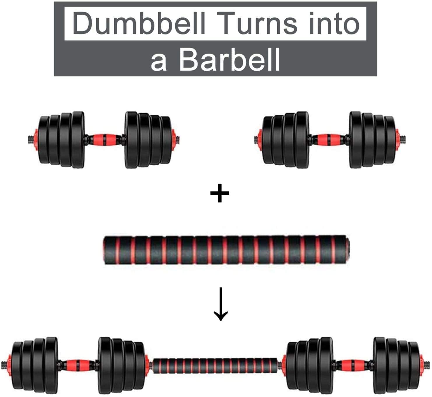 20kg dumbbell and Barbell Set Weightlifting fitness black cement steel rubber adjustable 20kgdumbbell and Barbell Set 2 in 1