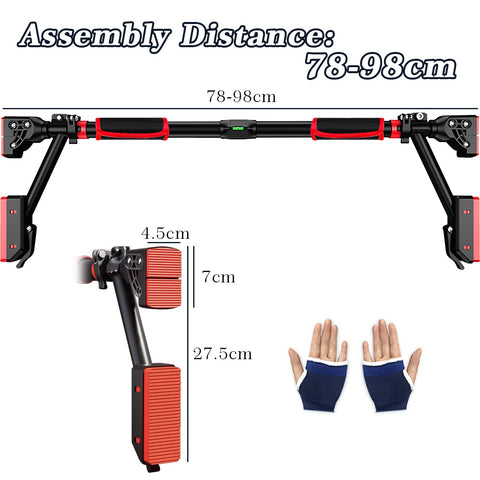 Pull Up Bar Doorway, Door Frame Chin Up Bar with Locking Adjustable Width Upper Body Workout Bar No Screw Wall Mounted Gym System Trainer Non-Slip Door Exercise Equipment for Home Fitness Sports
