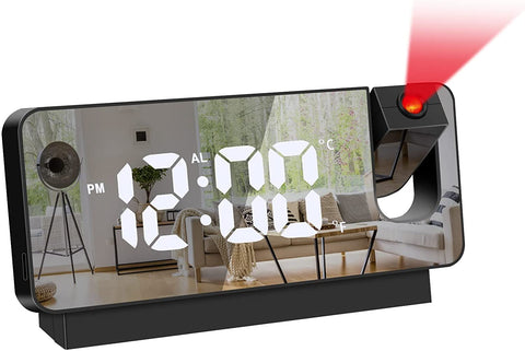 Alarm Clocks for Bedrooms with 180° Projector