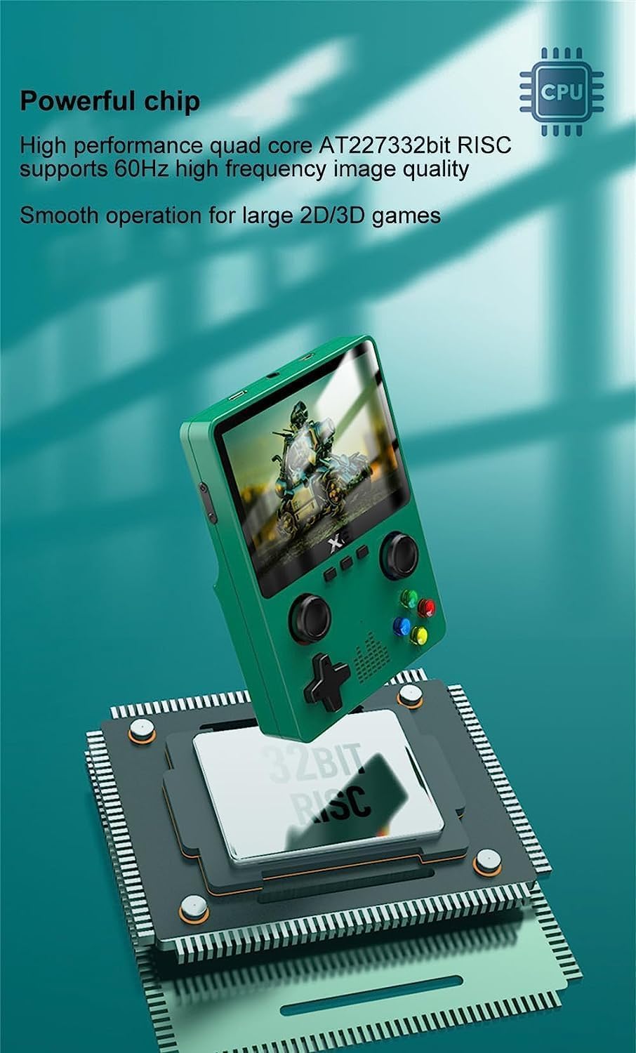 WOLF pihot® X6 Handheld Game Console, Retro Game Console Built-in 32GB 10000+ Classic Games, 3.5-inch OCA IPS Screen, Dual 3D Joystick, 11 Emulators