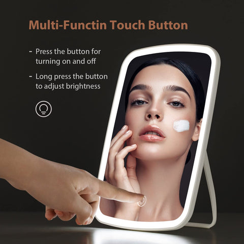 Makeup Mirror Portable USB Rechargeable LED Touch Screen Vanity Mirror Foldable Travel Make up Mirror