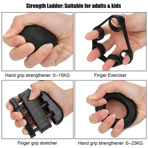 Hand Grip Strengthener Set, Hand Gripper Trainer Kit (5 Pack) Including Hand Grip Strengthener, Finger Exerciser, Hand Strengthener Grip Ring Etc, Grip Strength Exercise Equipment