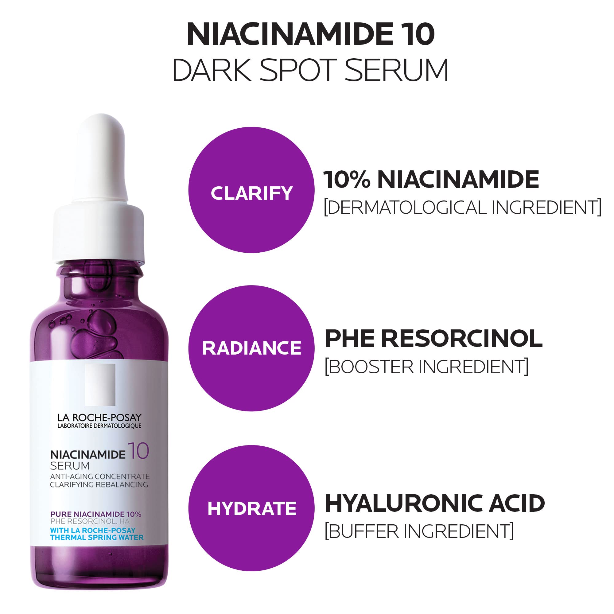 La Roche-Posay Niacinamide 10 Face Serum, Brightening and Anti-Aging Facial Serum with 10% Niacinamide,