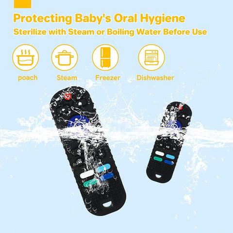 Silicone Baby Teething Toys,BPA Free TV Remote Control Shape Teething Toys for Babies 6-12 Months Baby Chew Toys for Toddlers,Baby Teethers Relief Soothe Babies Gums(black)