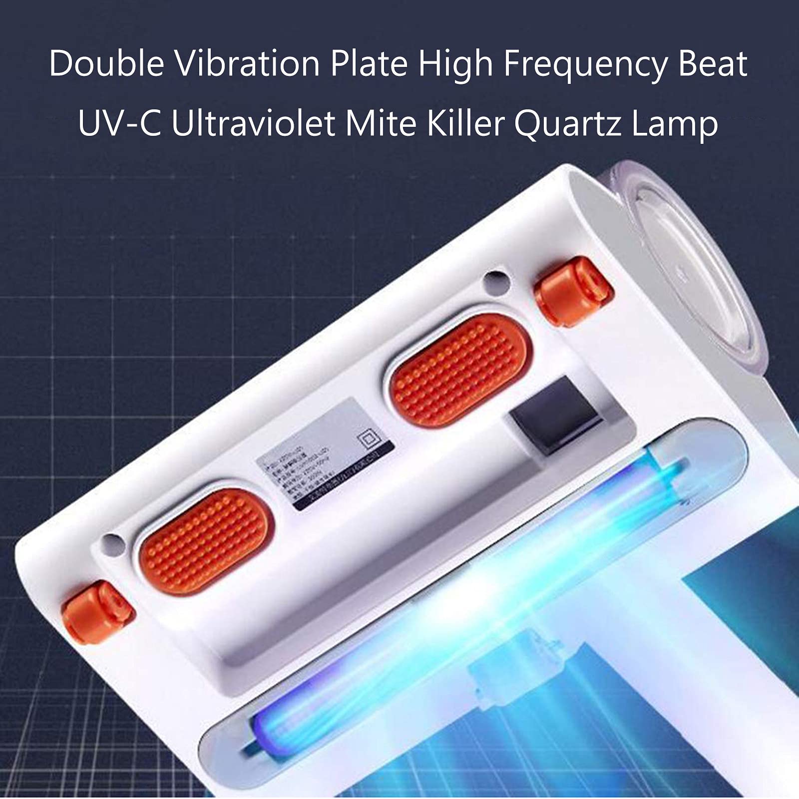 Handheld UV Mite Removal Instrument, 10Kpa Super Suction, 8000 times/min High Frequency Pat, Portable Household Mite Removal Vacuum Cleaner for Beds Pillows Sofas Carpets,White