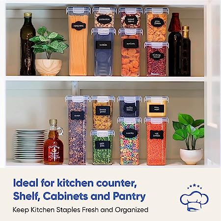 Kitchen and Pantry Organization Canisters with Durable Lids for Cereal, Dry Food Flour & Suga