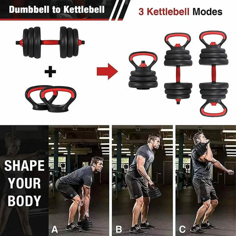 Adjustable Dumbbells Weight Set – 20 Kg Dumbbell Weight with Connecting Rod Used As Barbell, for Men and Women Home Gym Work Out Training Fitness Equipment for All-Purpose.