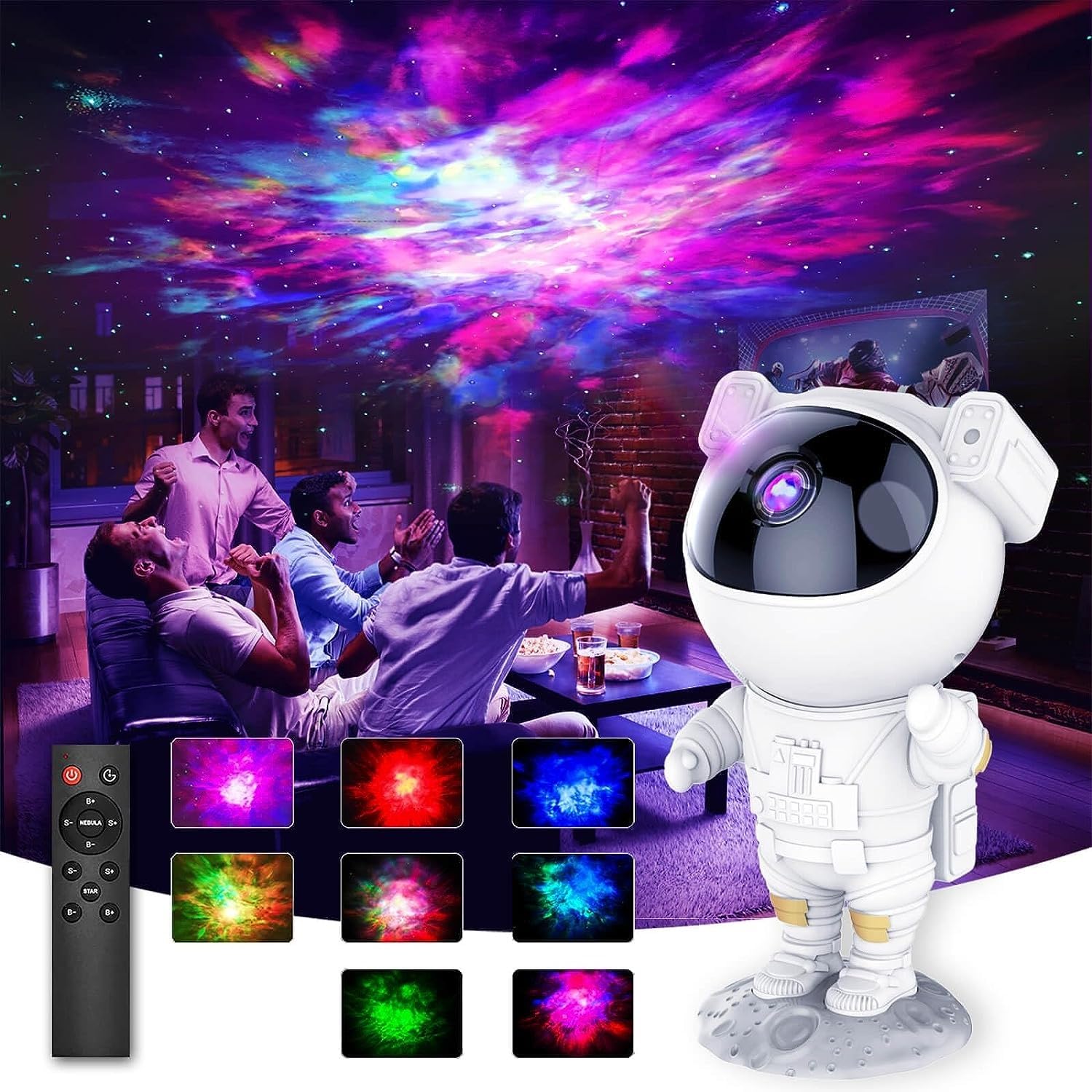 Galaxy Astronaut Star Projector Night Light with Timer, Remote Control, and 360° Adjustable Design - Perfect for Children, Adults, Baby Bedroom, Party Rooms, and Game Rooms, USB Powered Projector Lamp