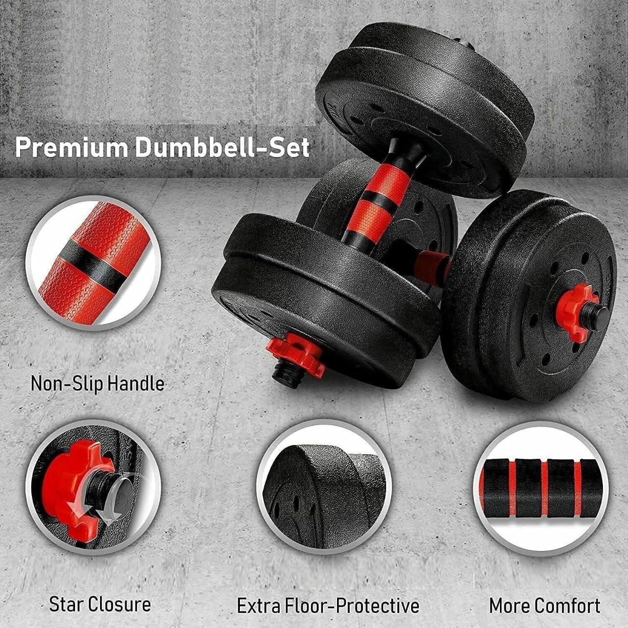 Adjustable Dumbbells Weight Set – 20 Kg Dumbbell Weight with Connecting Rod Used As Barbell, for Men and Women Home Gym Work Out Training Fitness Equipment for All-Purpose.