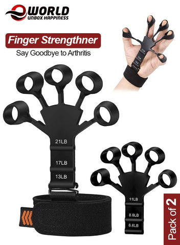 Pack of 2 Hand Grip Finger Exerciser Strength Trainer for Flexion Extension Training with 6 Resistant Level
